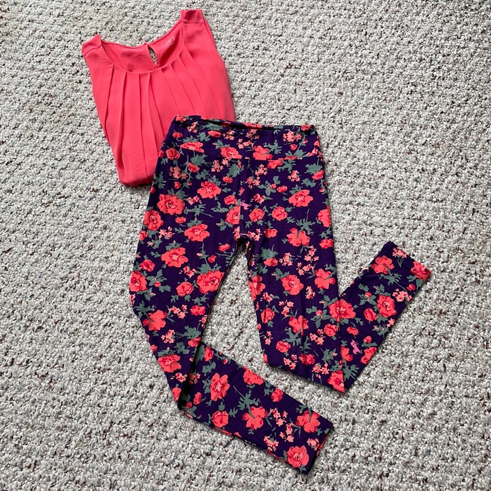 LuLaRoe Floral Leggings Size OS